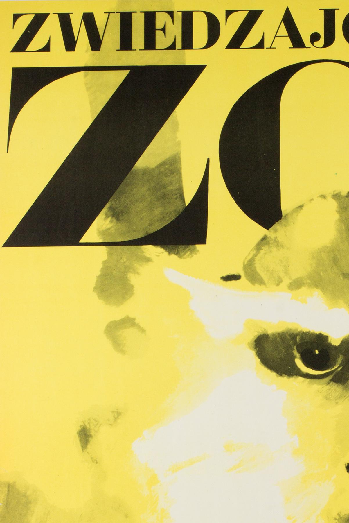 20ième siècle Monkey, Pologne, Zoo, Affiche, 1967, Vintage, Waldemar Swierzy, Jaune en vente