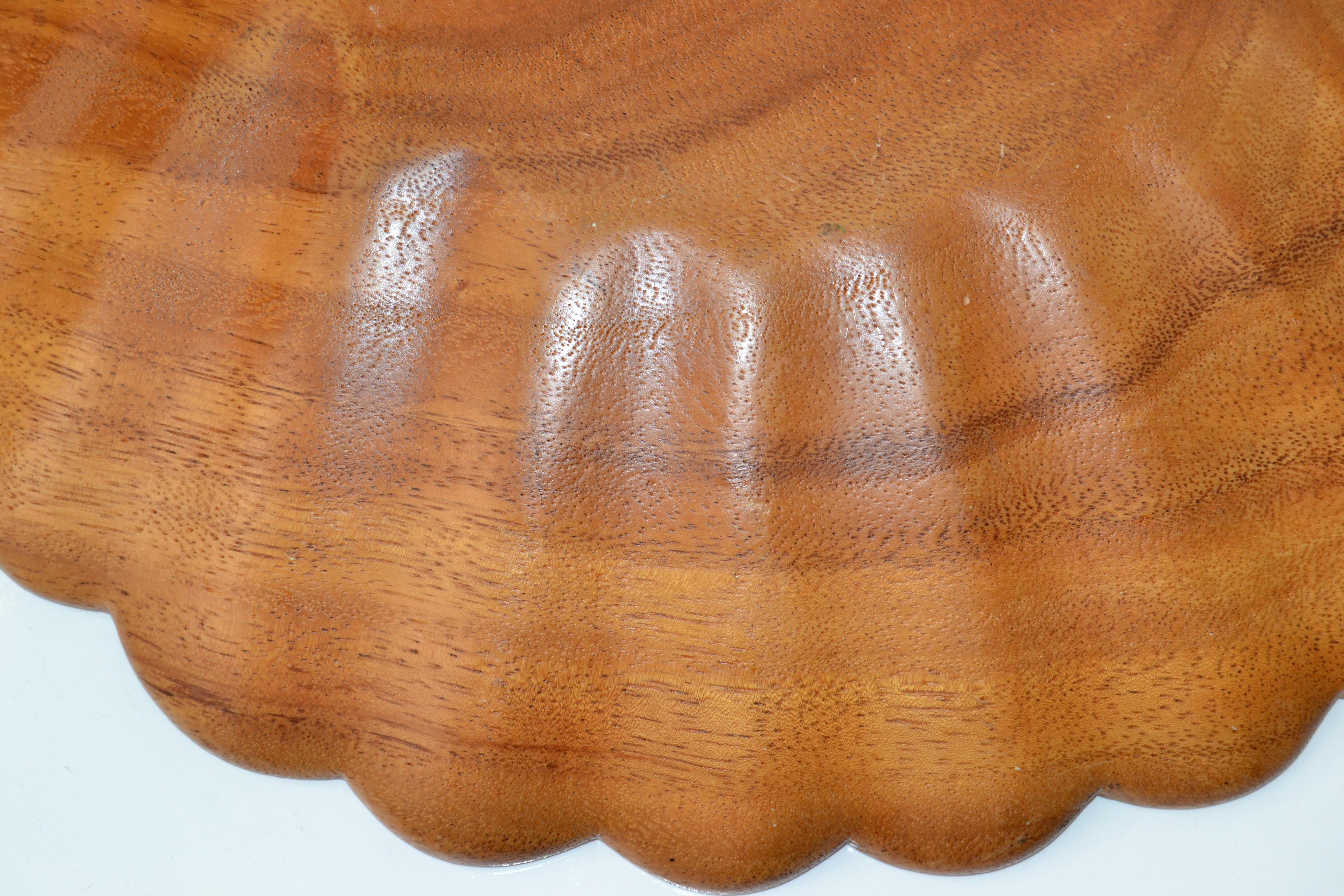 20th Century Monkeypod Wood Handcrafted Clam Shell Bowl Organic Modern Moore International 70 For Sale