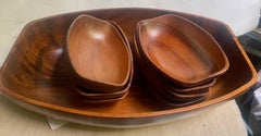 Monkeypod Wood Large Salad Set 6 Individual Bowls Lg Serving Bowl