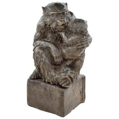 Monkeys, Ancient Bronze Sculpture by Unknown Artist, Japan, 19th Century