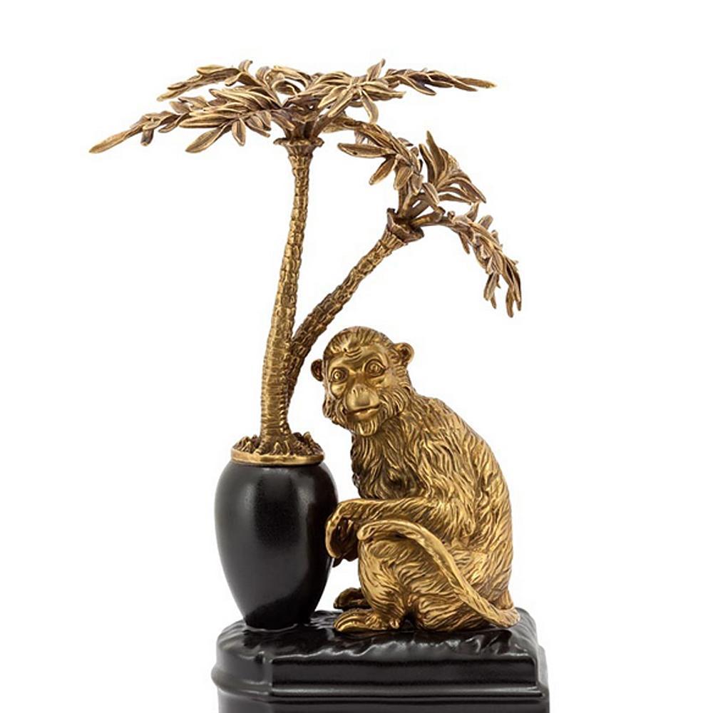 Hand-Crafted Monkeys and Palms Set of 2 Bookends