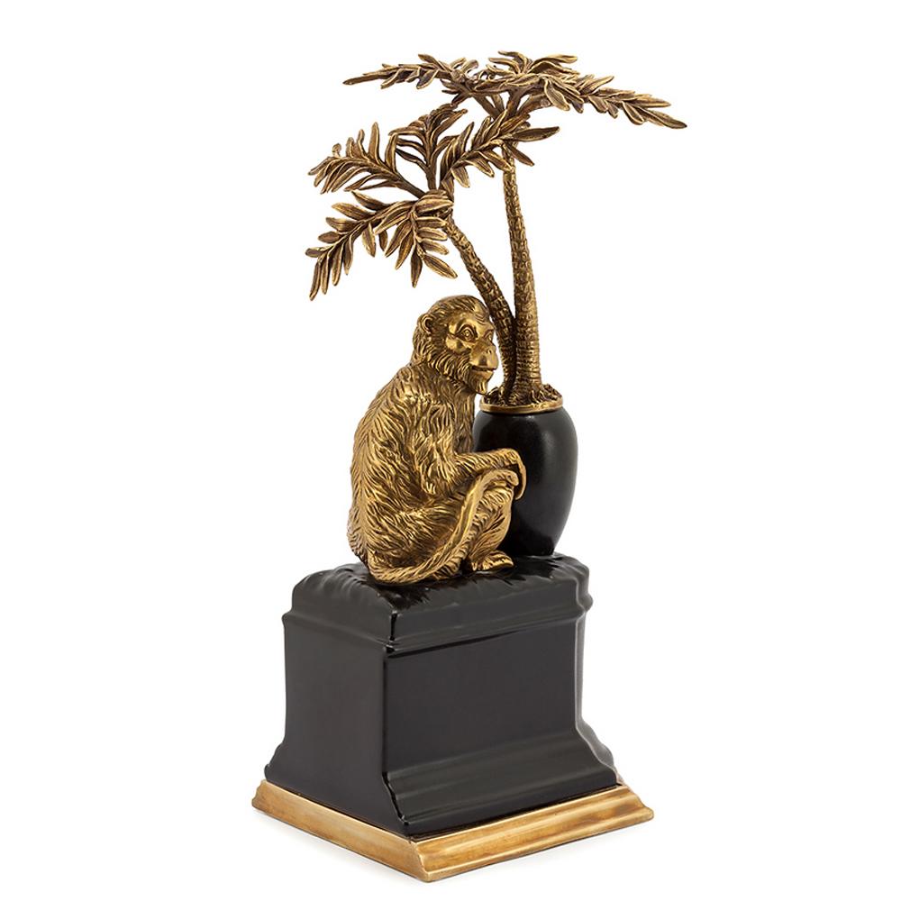 Bronze Monkeys and Palms Set of 2 Bookends For Sale