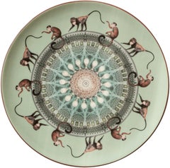 Antique Monkeys Porcelain Dinner Plate by Vito Nesta for Les-Ottomans