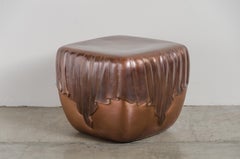 Monks Robe Drumstool, Antique Copper by Robert Kuo, Hand Repousse