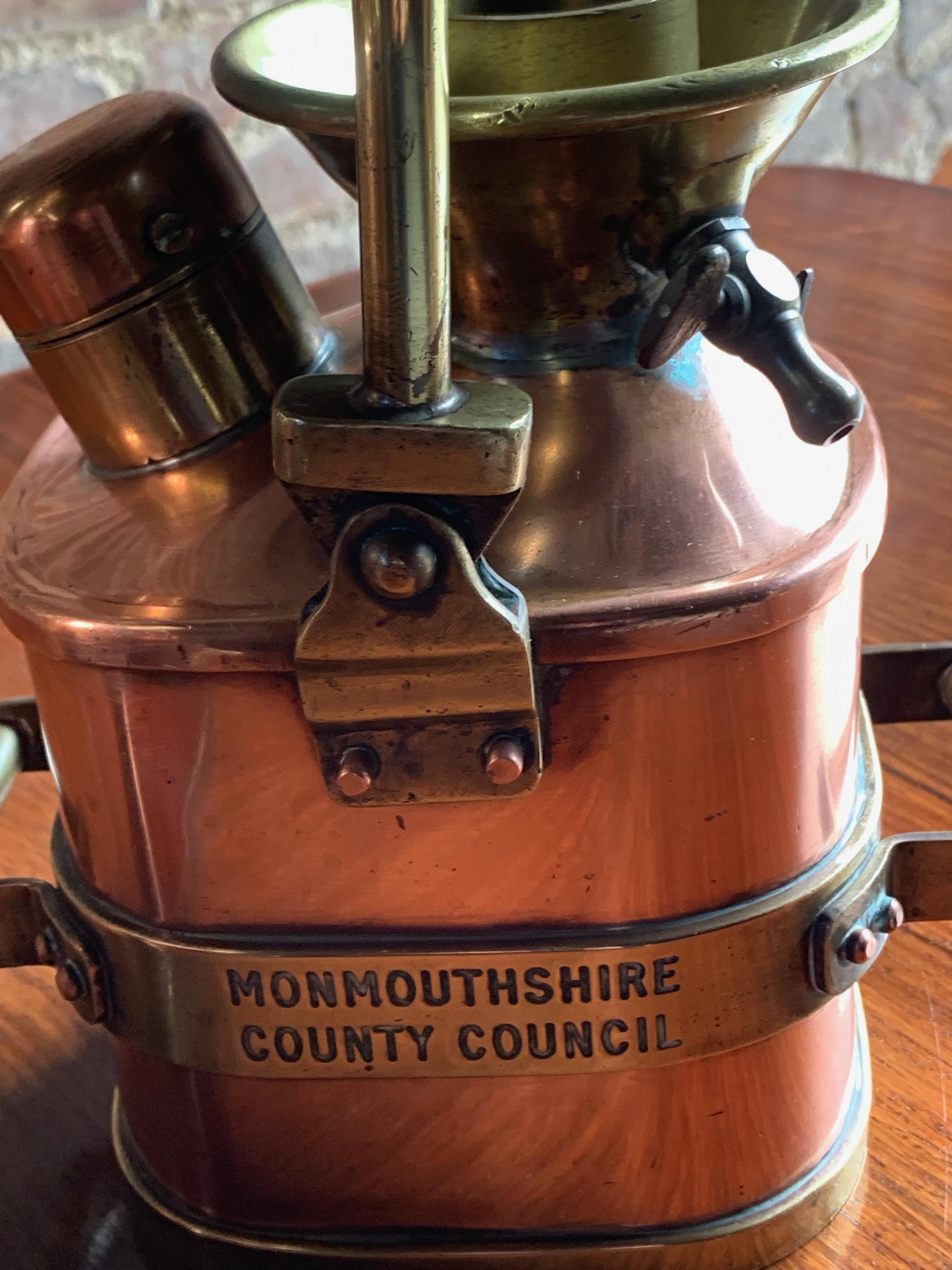 Monmouthshire County Council Petrol Measuring Cans Set of 5 Copper & Brass, 1931 5