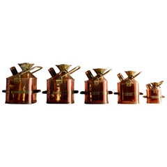 Monmouthshire County Council Petrol Measuring Cans Set of 5 Copper & Brass, 1931