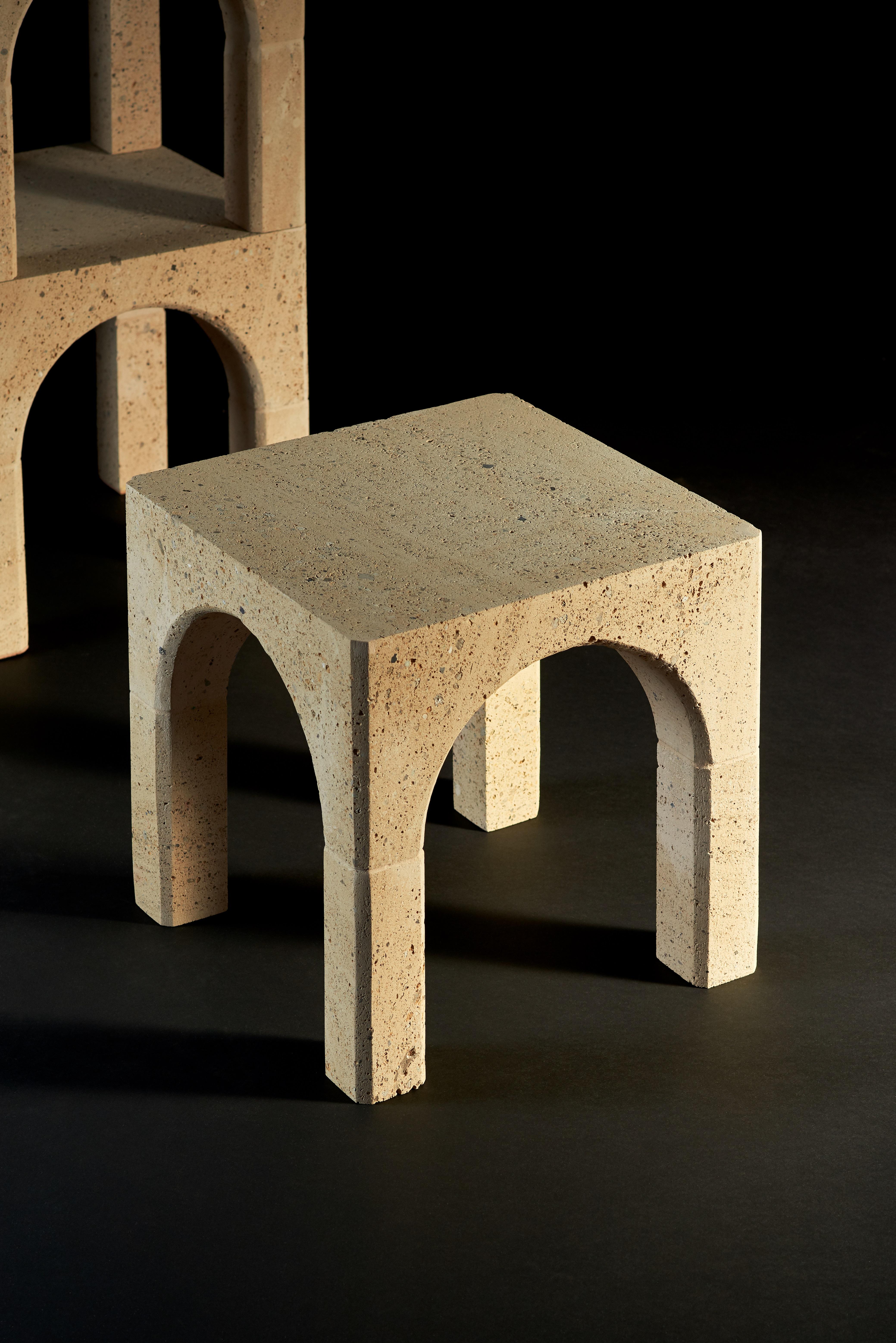 Mono Coffee Table by Corradino Garofalo
Limited Edition of 9 + 1 a.p.
Dimensions: D 42 x W 42 x H 42 cm
Material: Stone.

Partenopea is a collection of six objects that materialise the profound connection between an ignimbrite rock and a city