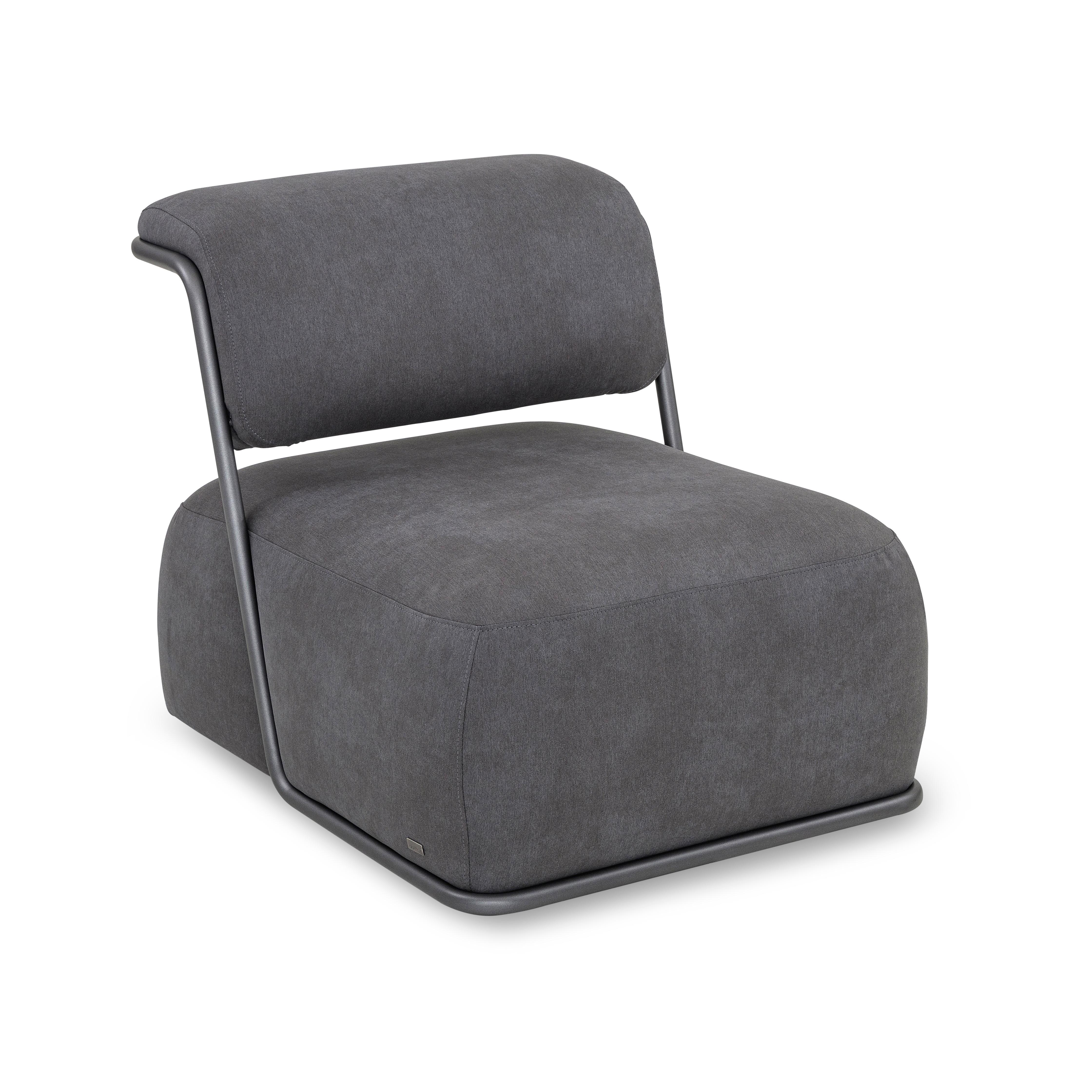 Brazilian Mono Occasional Chair in Gray Upholstered and Metal Frame For Sale