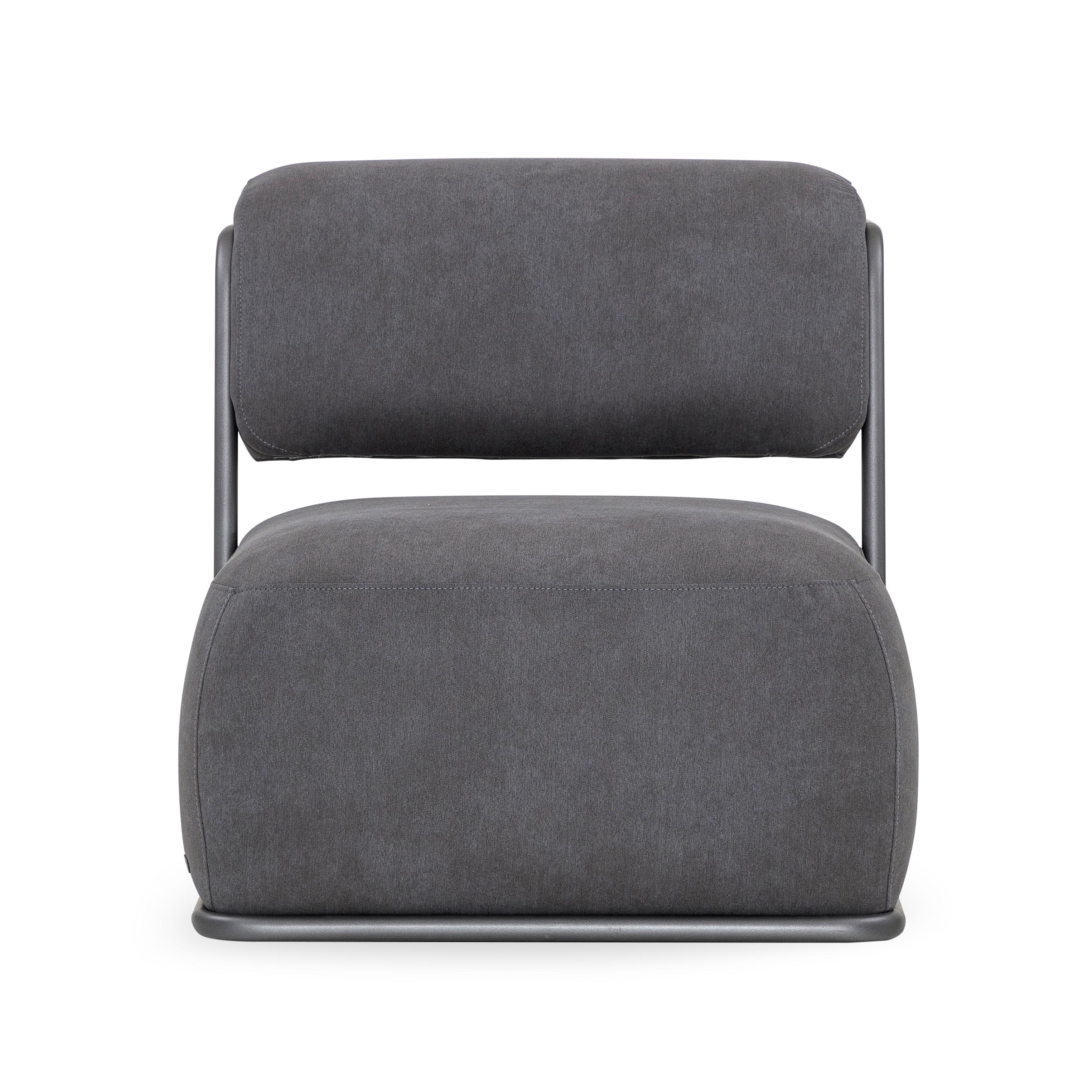 Contemporary Mono Occasional Chair in Gray Upholstered and Metal Frame For Sale