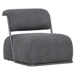 Mono Occasional Chair in Gray Upholstered and Metal Frame