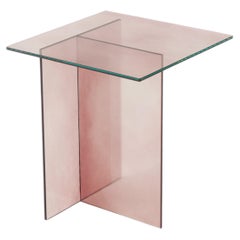 Beistelltisch „Mono Rose“ aus Glas, modernes Design, klare Linien, auf Bestellung gefertigt