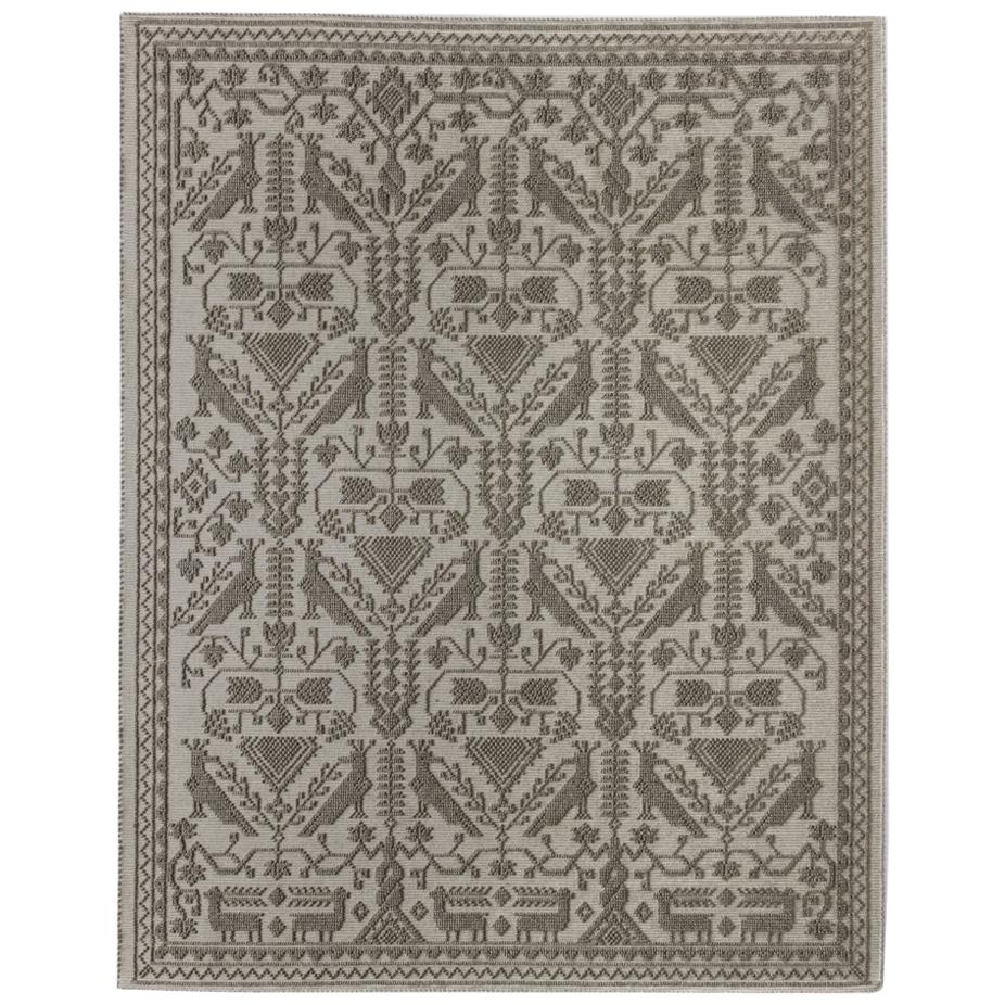 Monochromatic Allusion Carpet, in Natural, Hand-Tufted Sardinian Wool For Sale