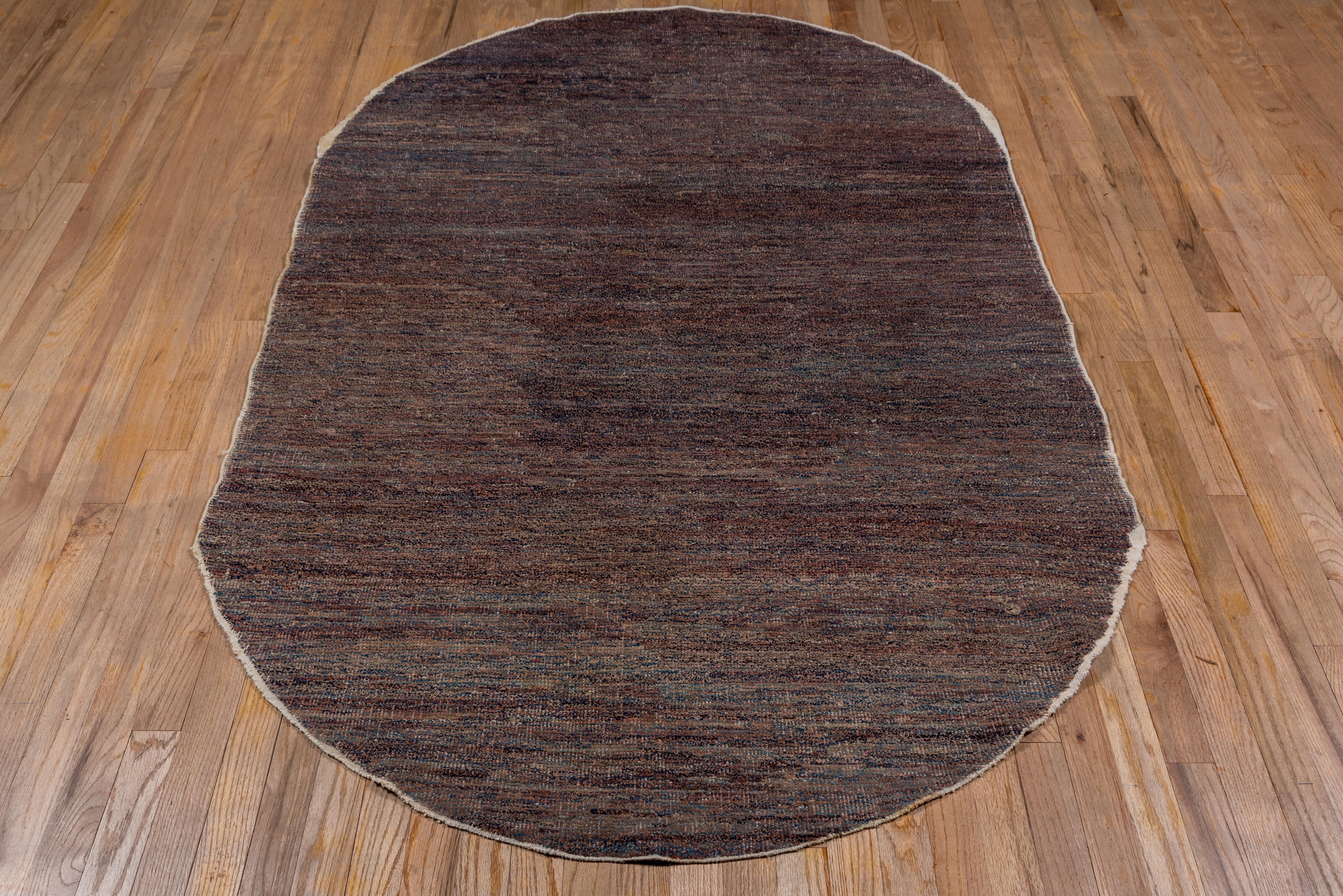 Chinese Export Monochromatic Antique Chinese Oval Rug with Striation, circa 1920s For Sale