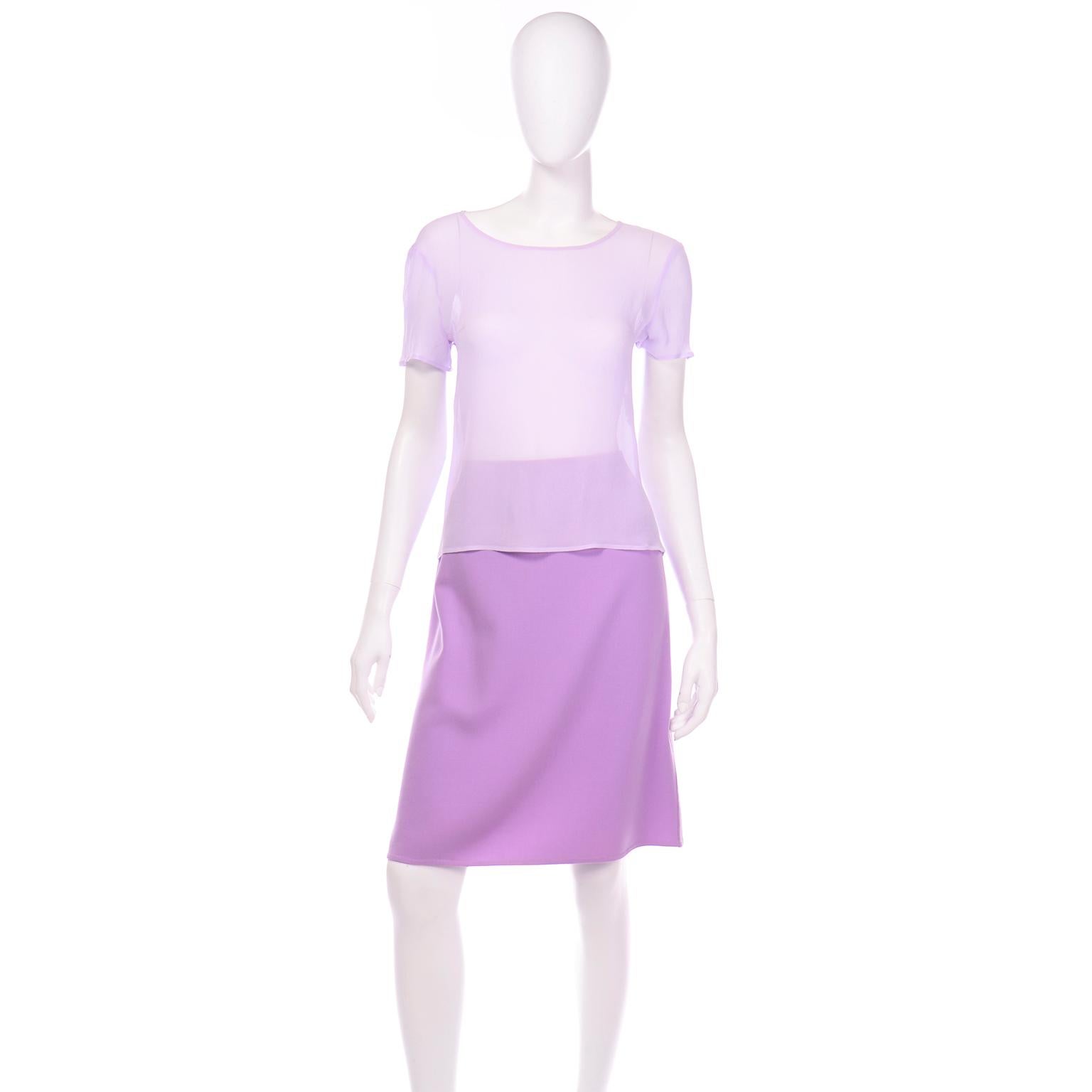 Purple Monochromatic Celine Monochromatic Minimalist Lavender Skirt Jacket Suit  For Sale