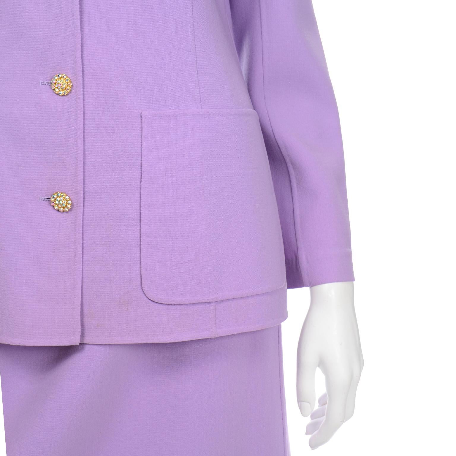Monochromatic Celine Monochromatic Minimalist Lavender Skirt Jacket Suit  In Excellent Condition For Sale In Portland, OR