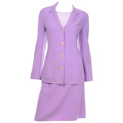 Monochromatic Celine Monochromatic Minimalist Lavender Skirt Jacket Suit 