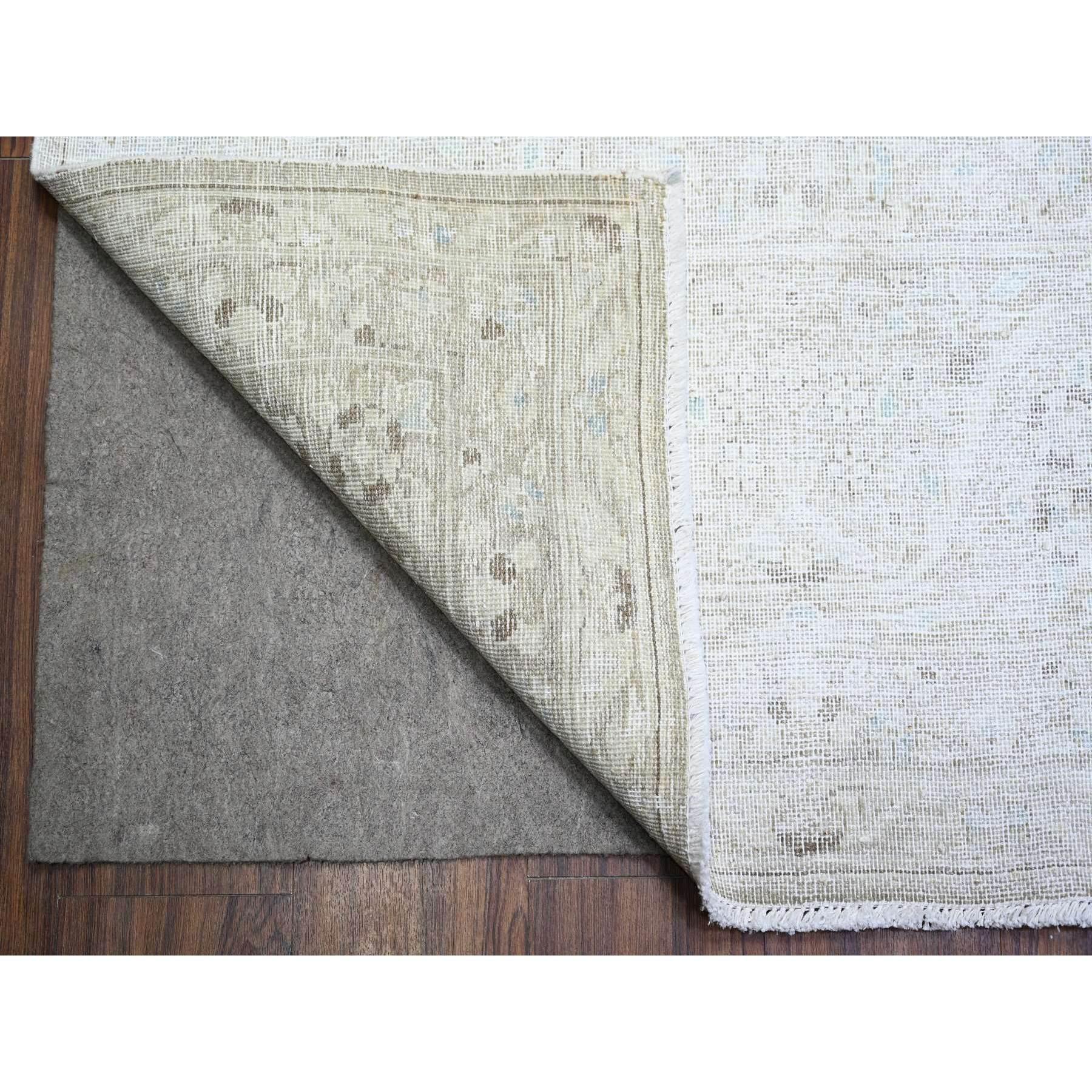 Hand-Knotted Monochromatic Colors Vintage Kerman Soft Worn Wool Hand Knotted Rug 9'9