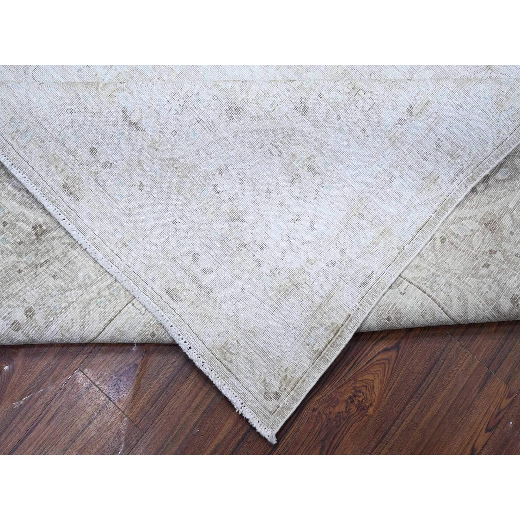 Mid-20th Century Monochromatic Colors Vintage Kerman Soft Worn Wool Hand Knotted Rug 9'9
