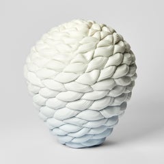 Monochromatic Fold iv, Blue & White Parian Porcelain Vessel by Steven Edwards