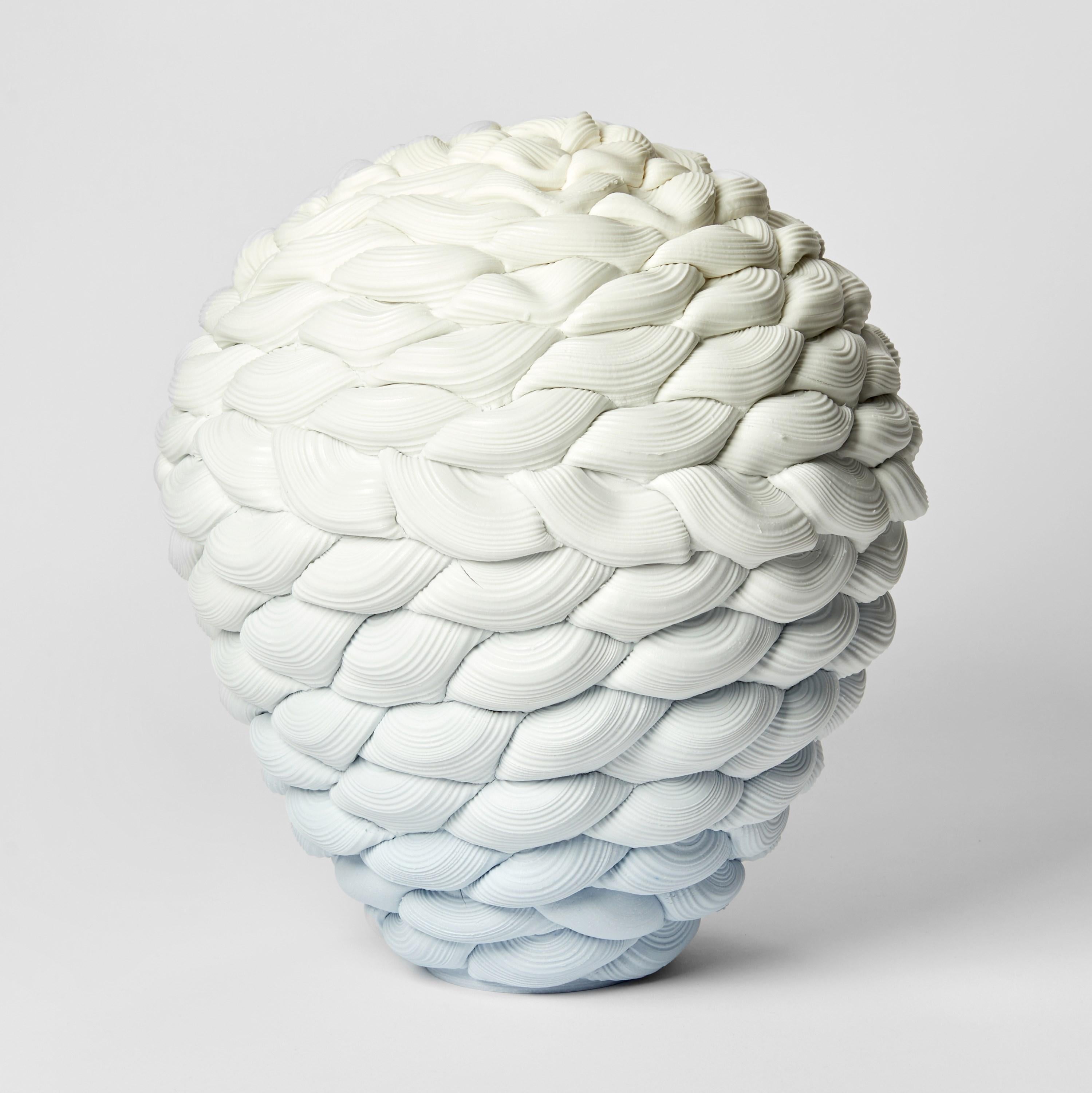 Organic Modern Monochromatic Fold iv, Blue & White Parian Porcelain Vessel by Steven Edwards