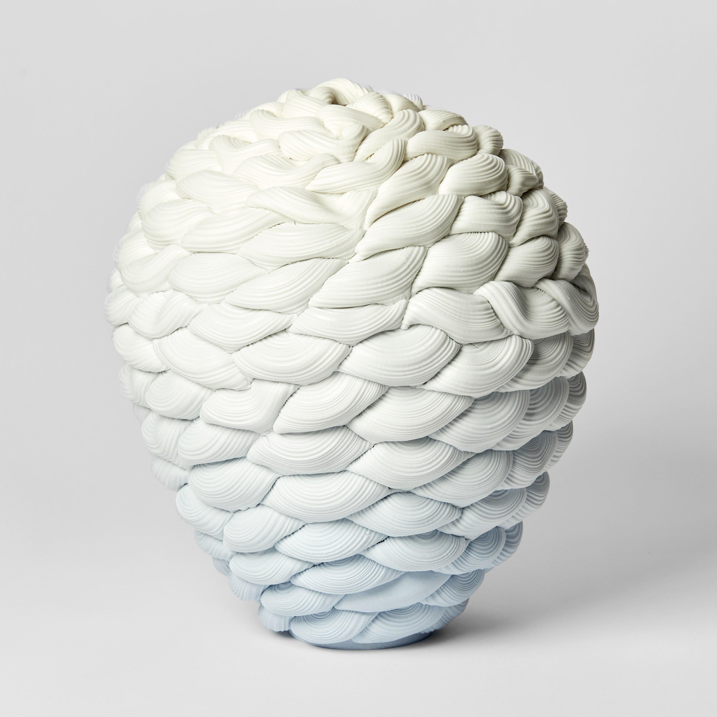 Hand-Crafted Monochromatic Fold iv, Blue & White Parian Porcelain Vessel by Steven Edwards
