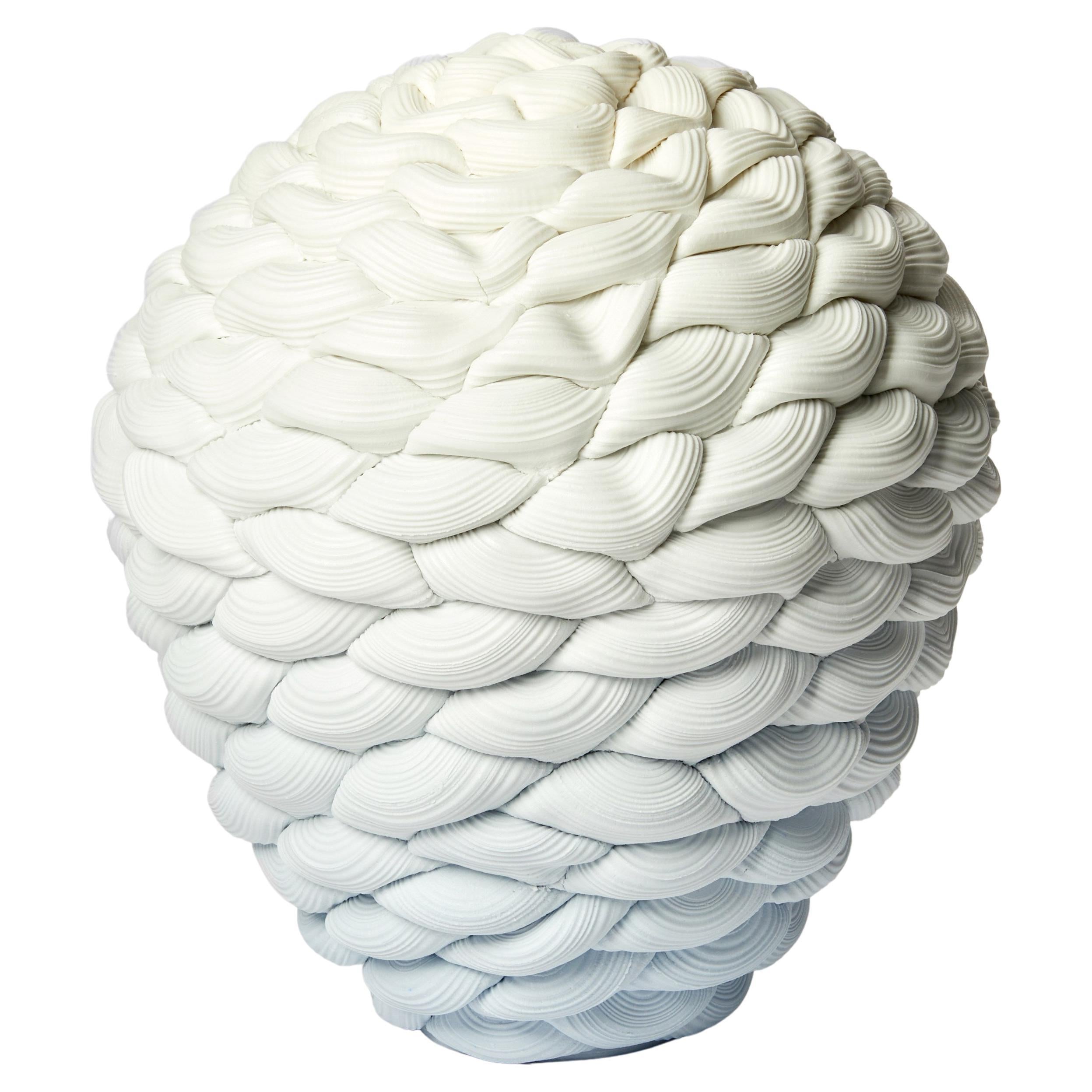 Monochromatic Fold iv, Blue 
White Parian Porcelain Vessel by Steven Edwards