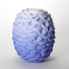 Monochromatic Fold VIII, blue & white parian porcelain artwork by Steven Edwards
