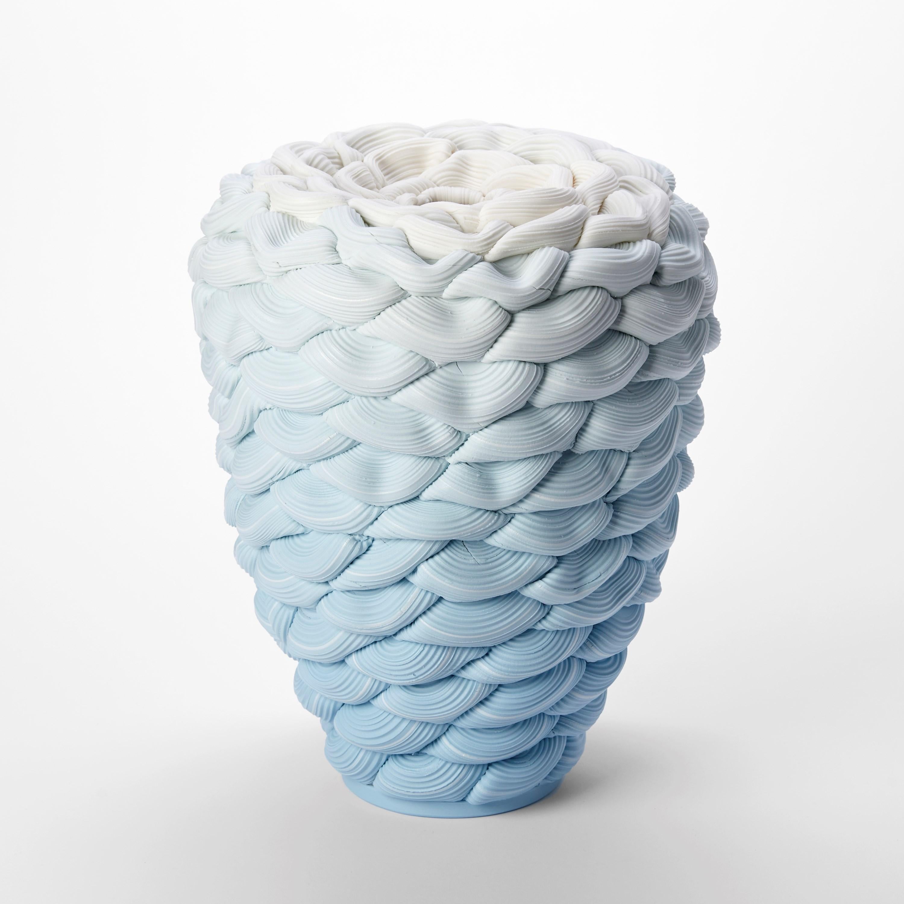 British Monochromatic Fold XI, Blue & white Parian Porcelain Sculpture by Steven Edwards For Sale