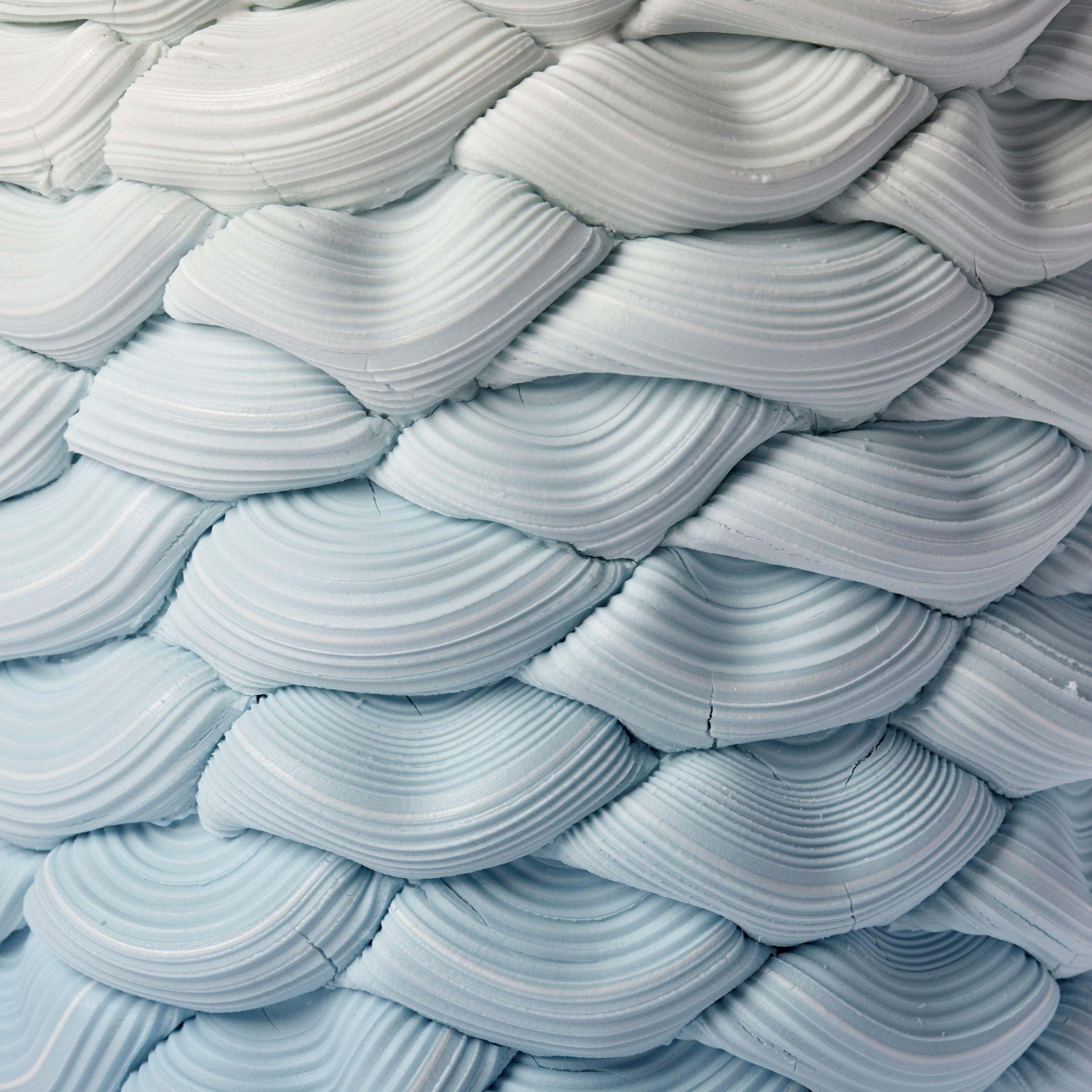 Contemporary Monochromatic Fold XI, Blue & white Parian Porcelain Sculpture by Steven Edwards For Sale