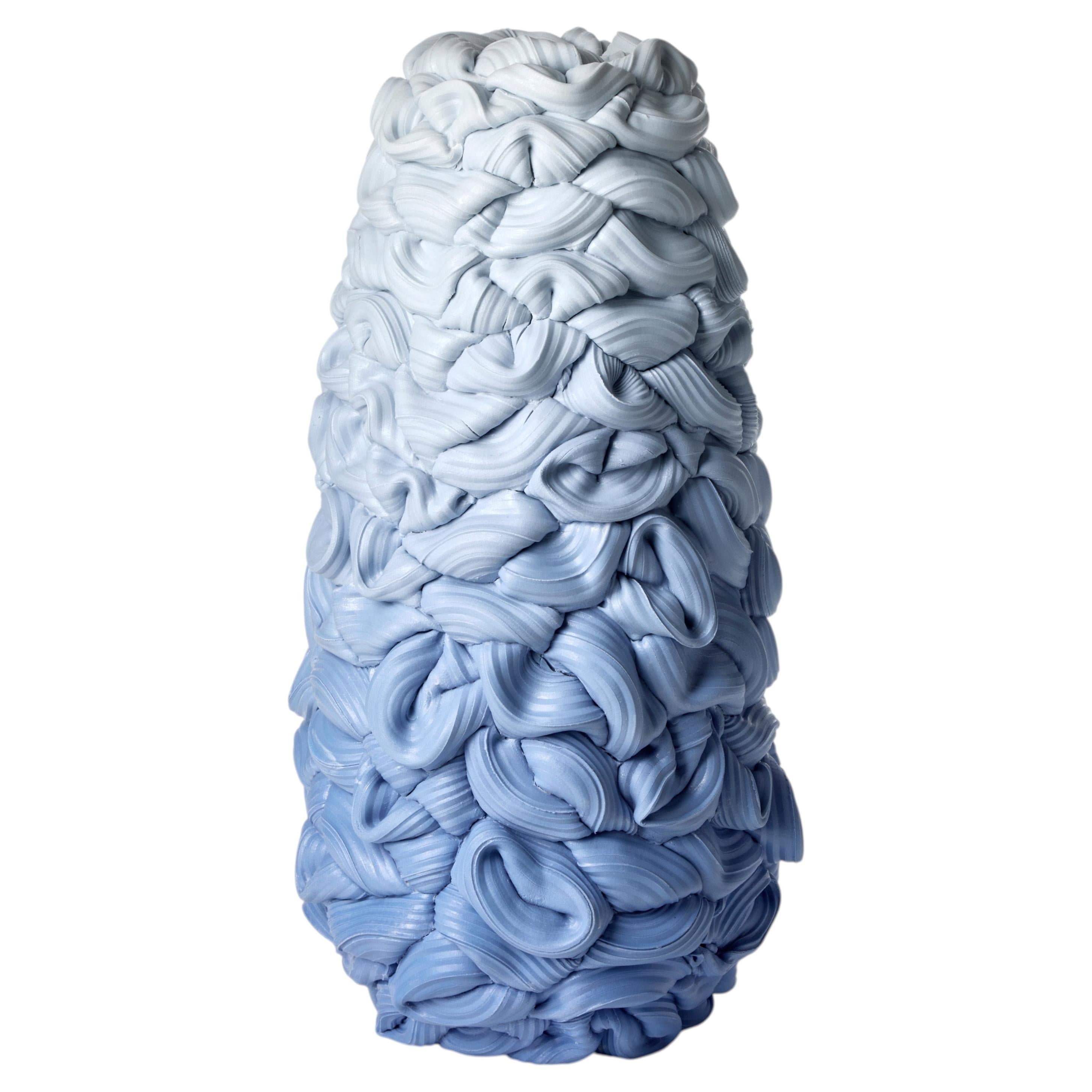Monochromatic Fold XIV, a blue porcelain and parian artwork by Steven Edwards For Sale