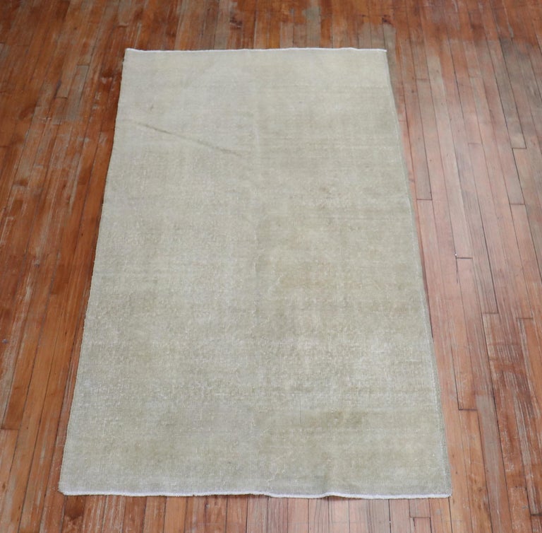 Monochromatic Neutral Worn Turkish Rug For Sale at 1stDibs