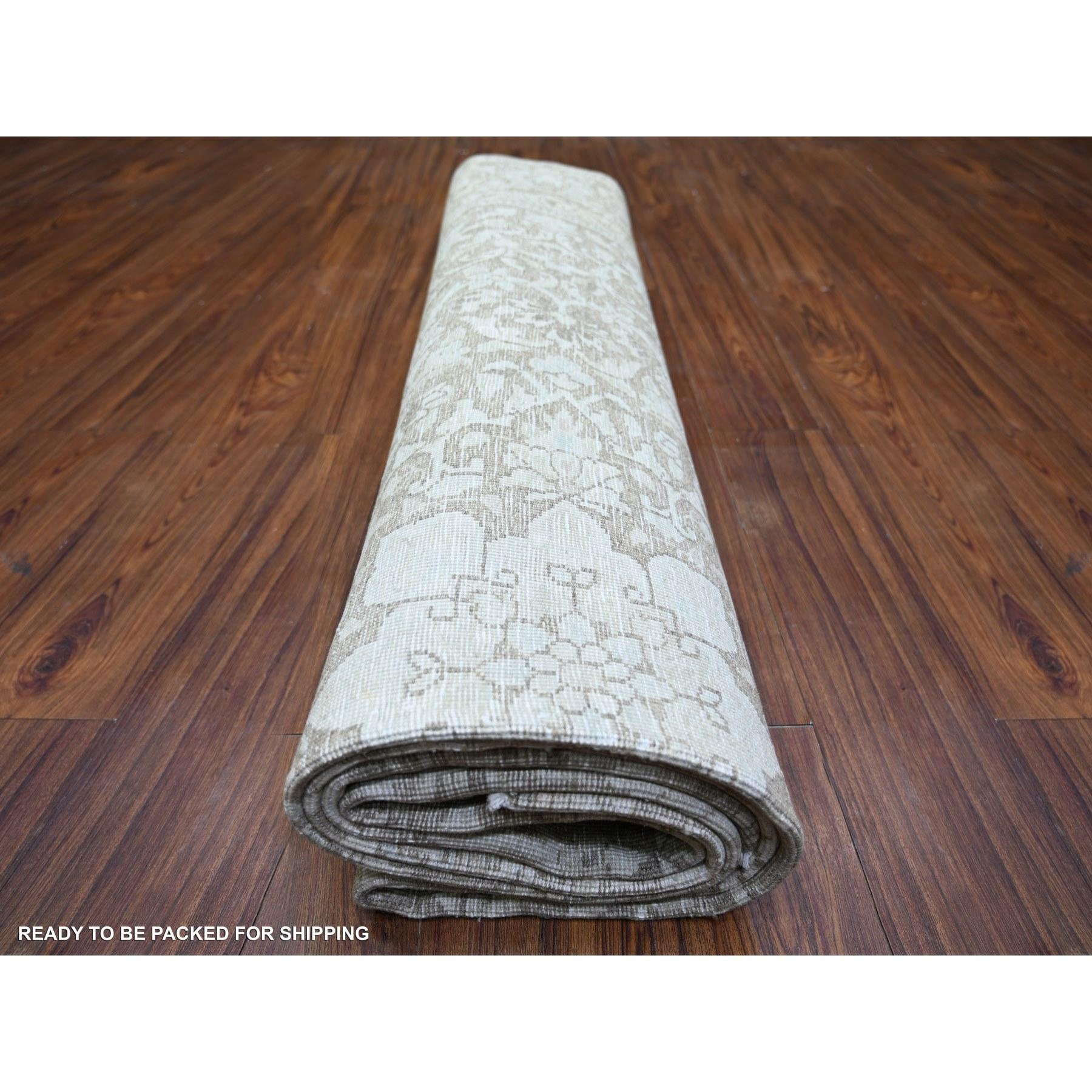 Monochromatic Wool Worn and Distressed Overdyed Vintage Kerman Hand Knotted Rug For Sale 4