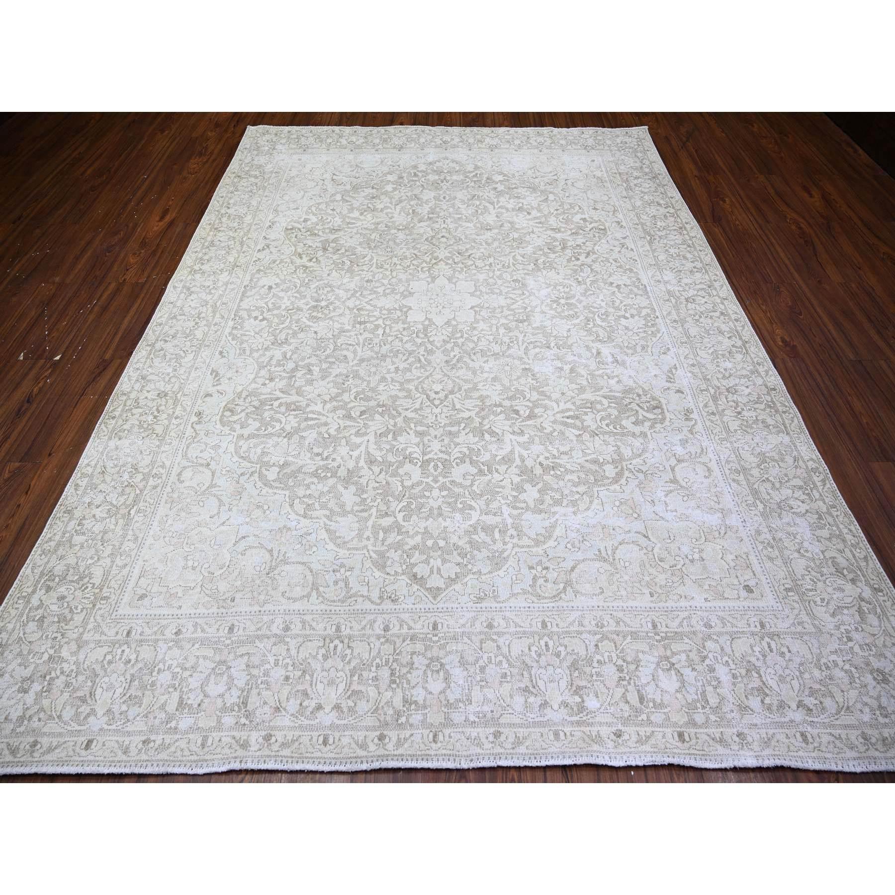 Kirman Monochromatic Wool Worn and Distressed Overdyed Vintage Kerman Hand Knotted Rug For Sale