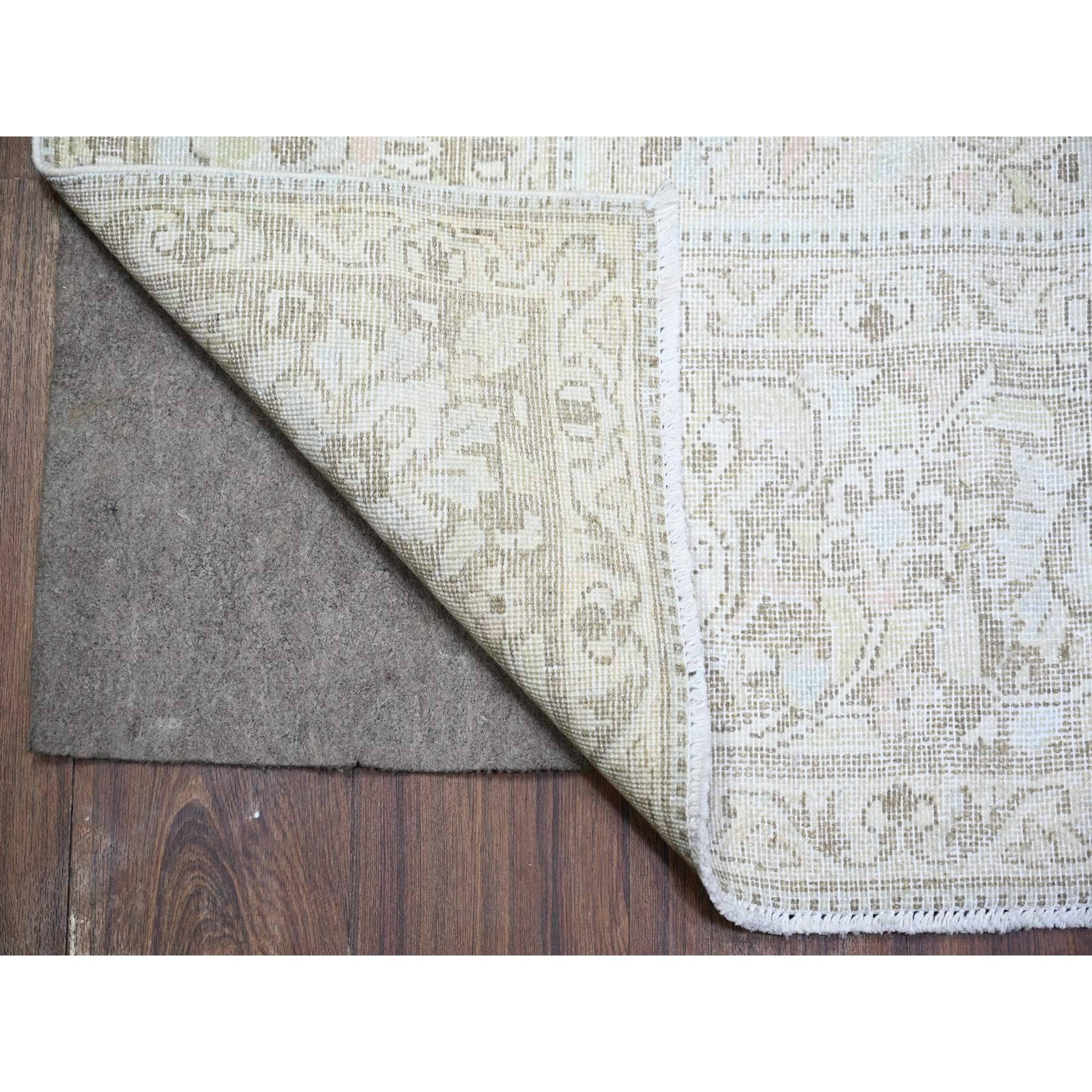 Hand-Knotted Monochromatic Wool Worn and Distressed Overdyed Vintage Kerman Hand Knotted Rug For Sale