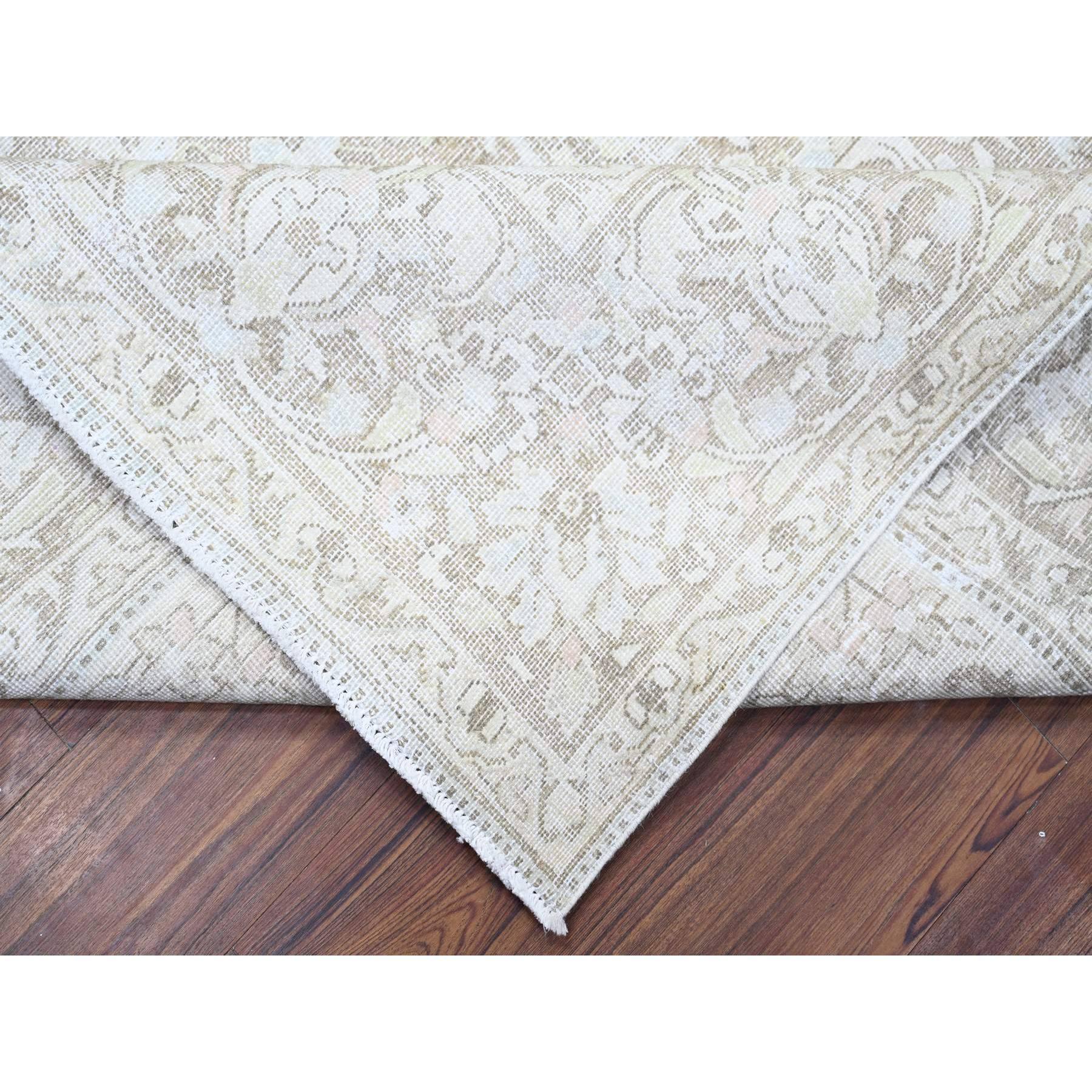 Mid-20th Century Monochromatic Wool Worn and Distressed Overdyed Vintage Kerman Hand Knotted Rug For Sale