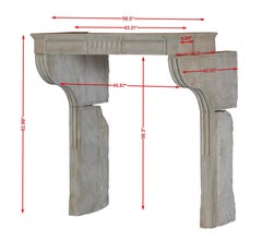 Monochrome Beige French 18th Century Fireplace Surround In Limestone Louis XVI