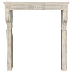 Monochrome Beige French 18th Century Fireplace Surround In Limestone Louis XVI
