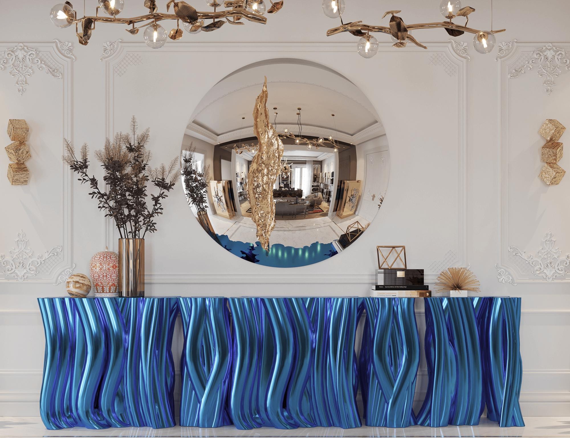 Monochrome Blaue Anrichte - Handgefertigtes Fiberglas & Polystyrol - Boca do Lobo im Angebot 3