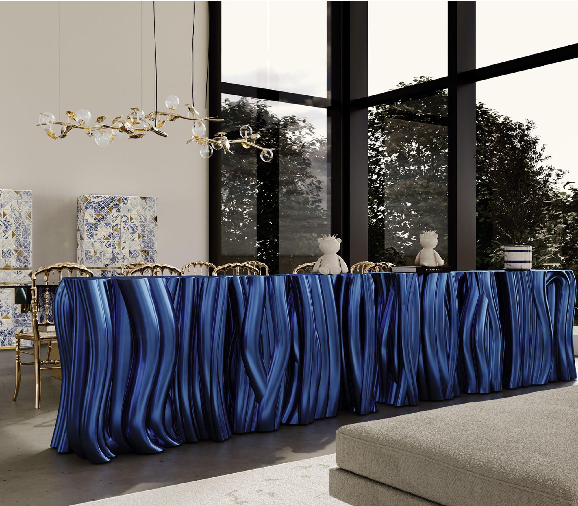 Monochrome Blaue Anrichte - Handgefertigtes Fiberglas & Polystyrol - Boca do Lobo im Angebot 5