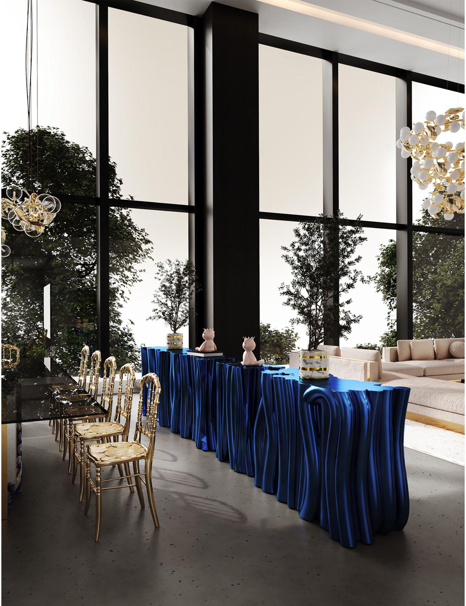 Monochrome Blaue Anrichte - Handgefertigtes Fiberglas & Polystyrol - Boca do Lobo im Angebot 6