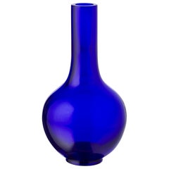 Monochrome Chinese Peking Blue Glass Vase