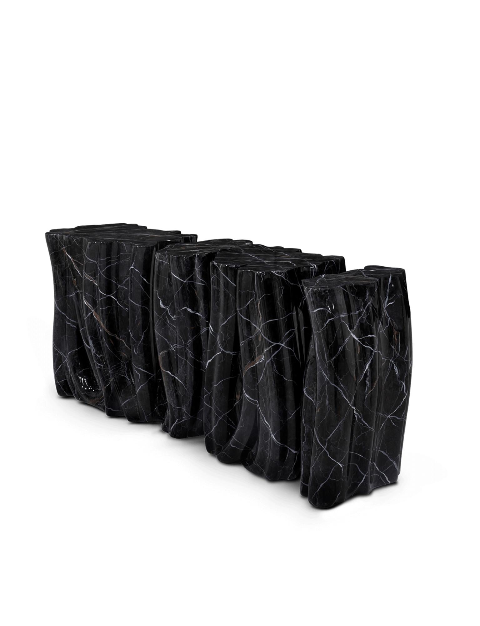 Portoghese Credenza monocromatica in finto marmo - Fibra di vetro dipinta a mano - Boca Do Lobo in vendita