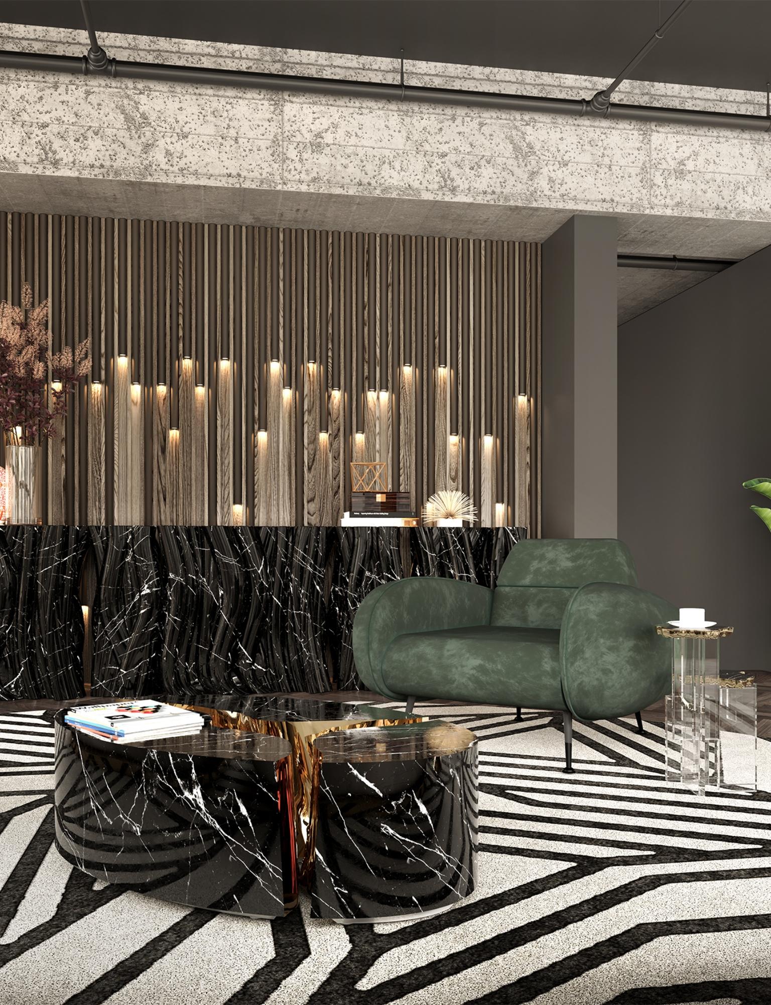 Credenza monocromatica in finto marmo - Fibra di vetro dipinta a mano - Boca Do Lobo in vendita 1