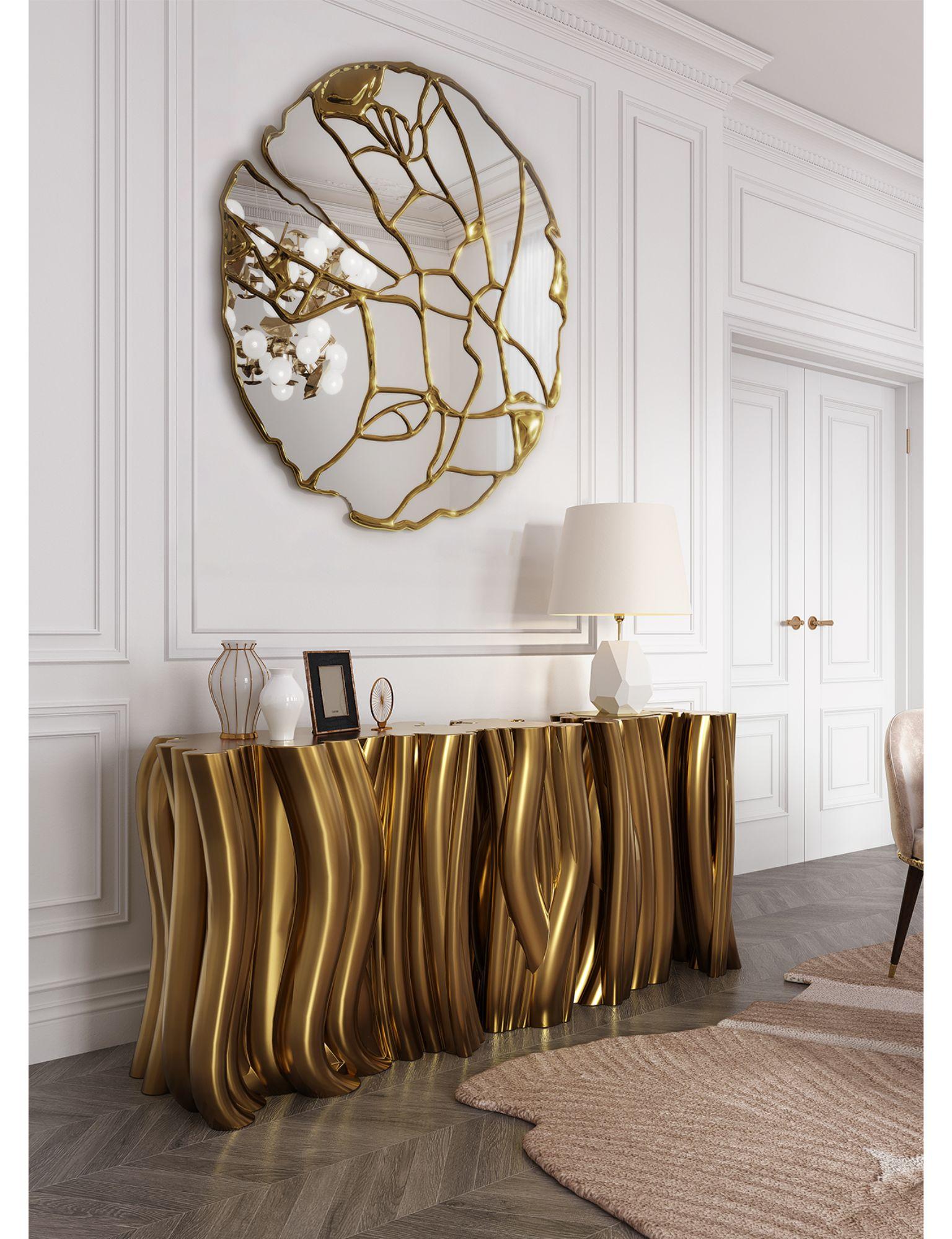 Aparador Oro Monocromo  - Pintar a mano fibra de vidrio y poliestireno  - Boca Do Lobo Resina en venta