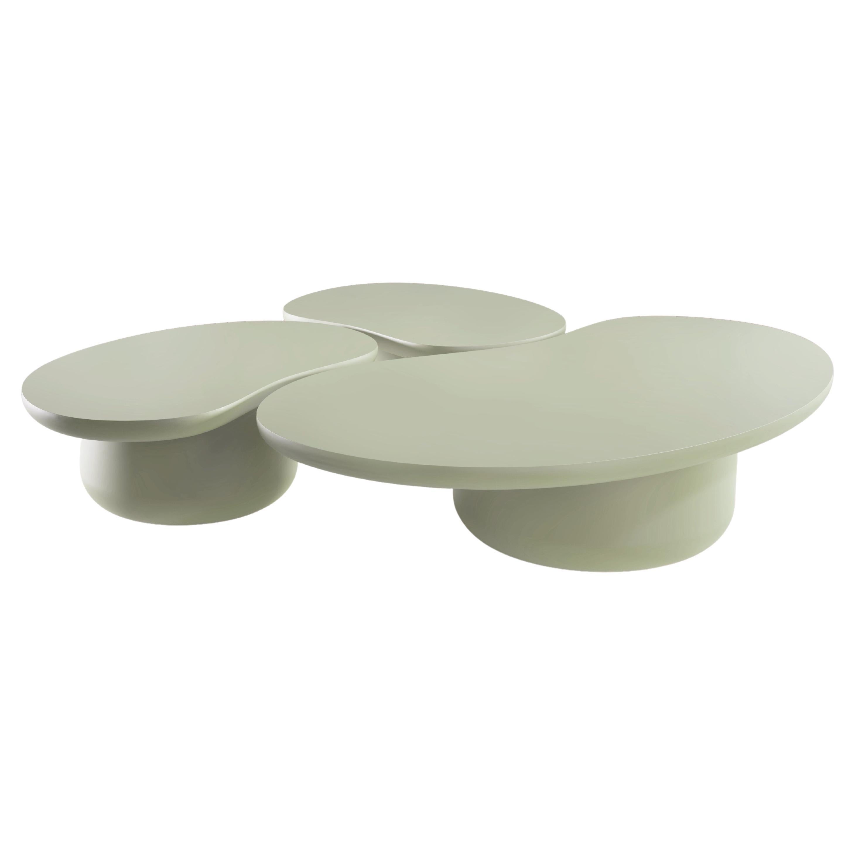 Set of 3 Monochrome Laghi Coffee Tables in Lacquered Matte