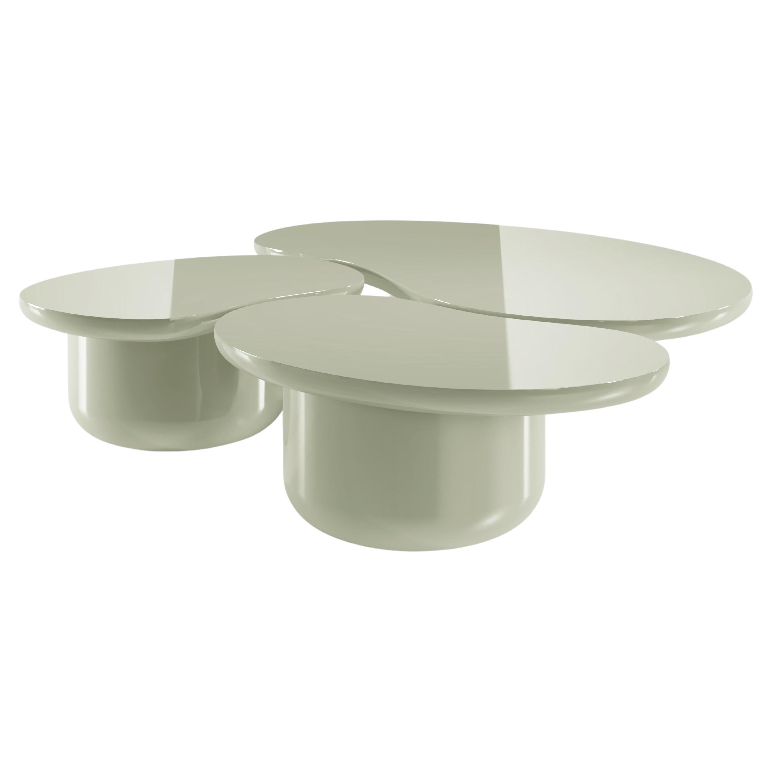 Set of 3 Monochrome Laghi Coffee Tables in Lacquered