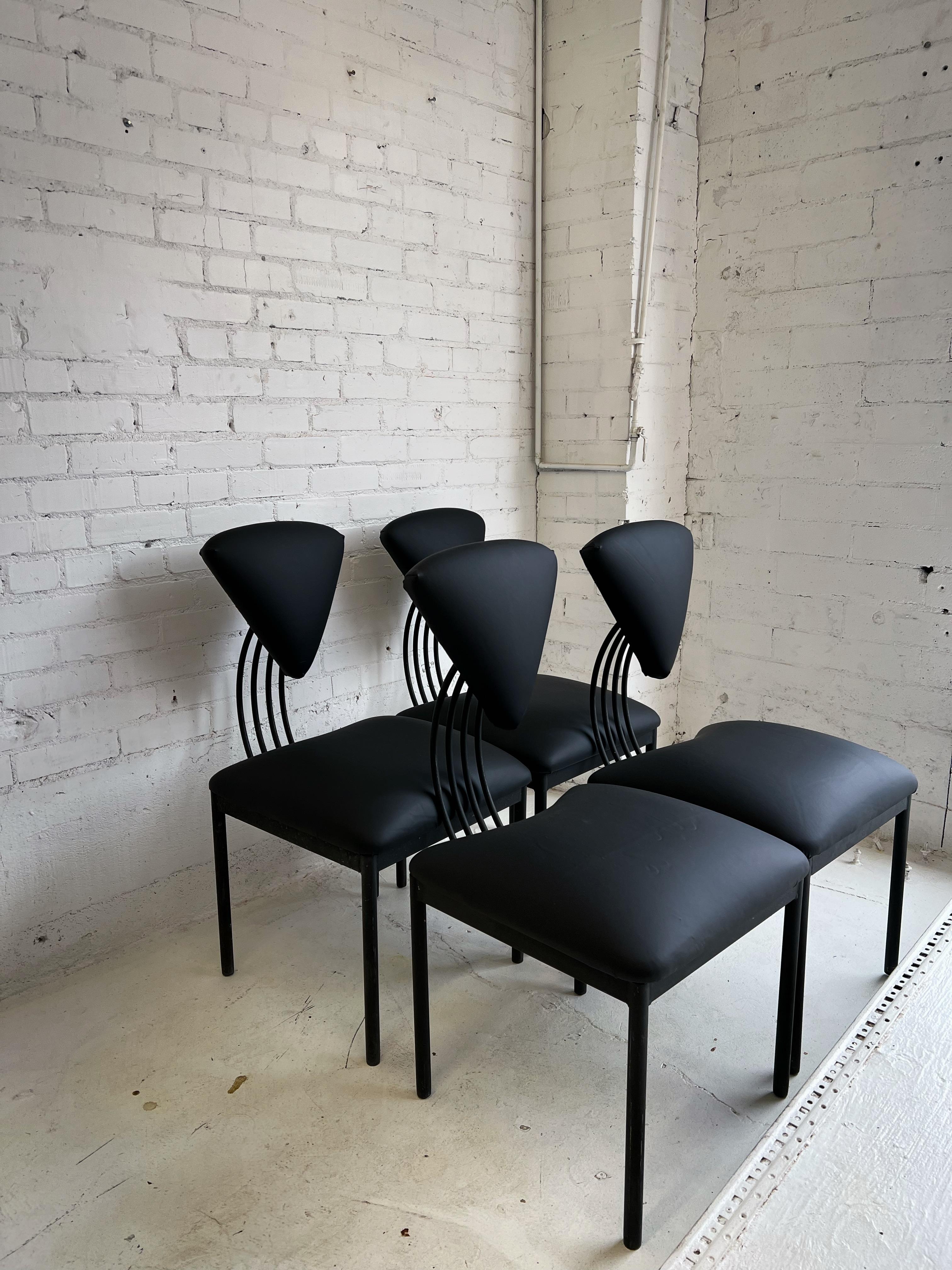 Late 20th Century Monochrome Memphis Style Chairs in the Style of Ettore Sottsass For Sale