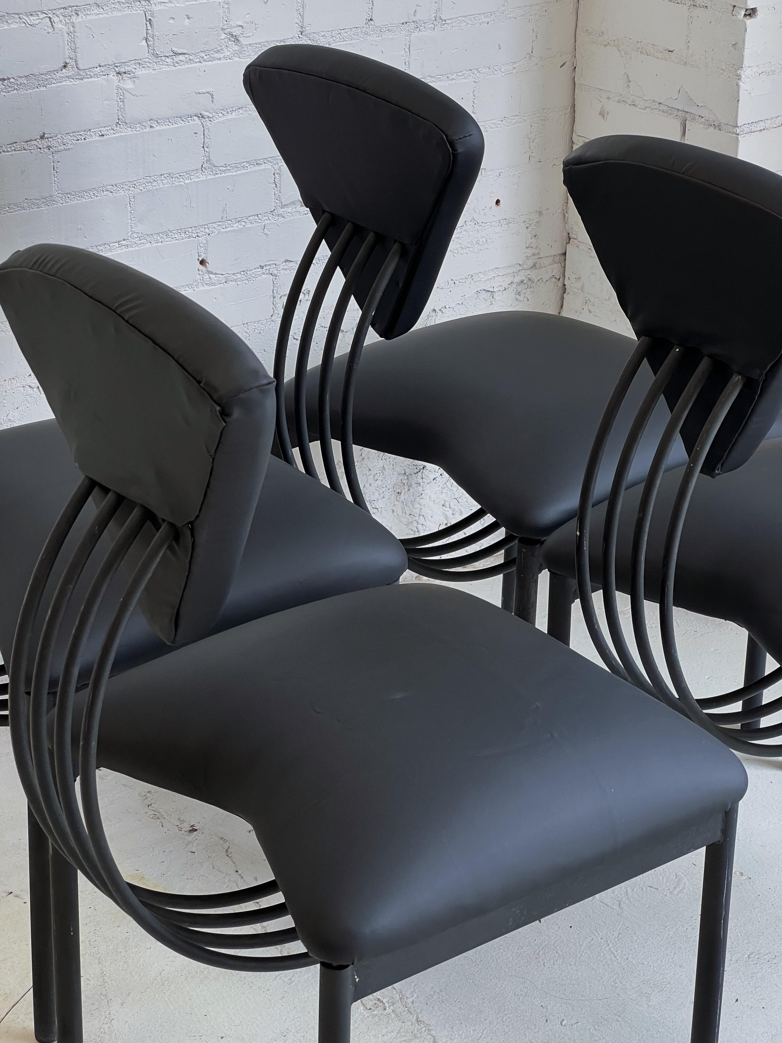 Monochrome Memphis Style Chairs in the Style of Ettore Sottsass For Sale 3