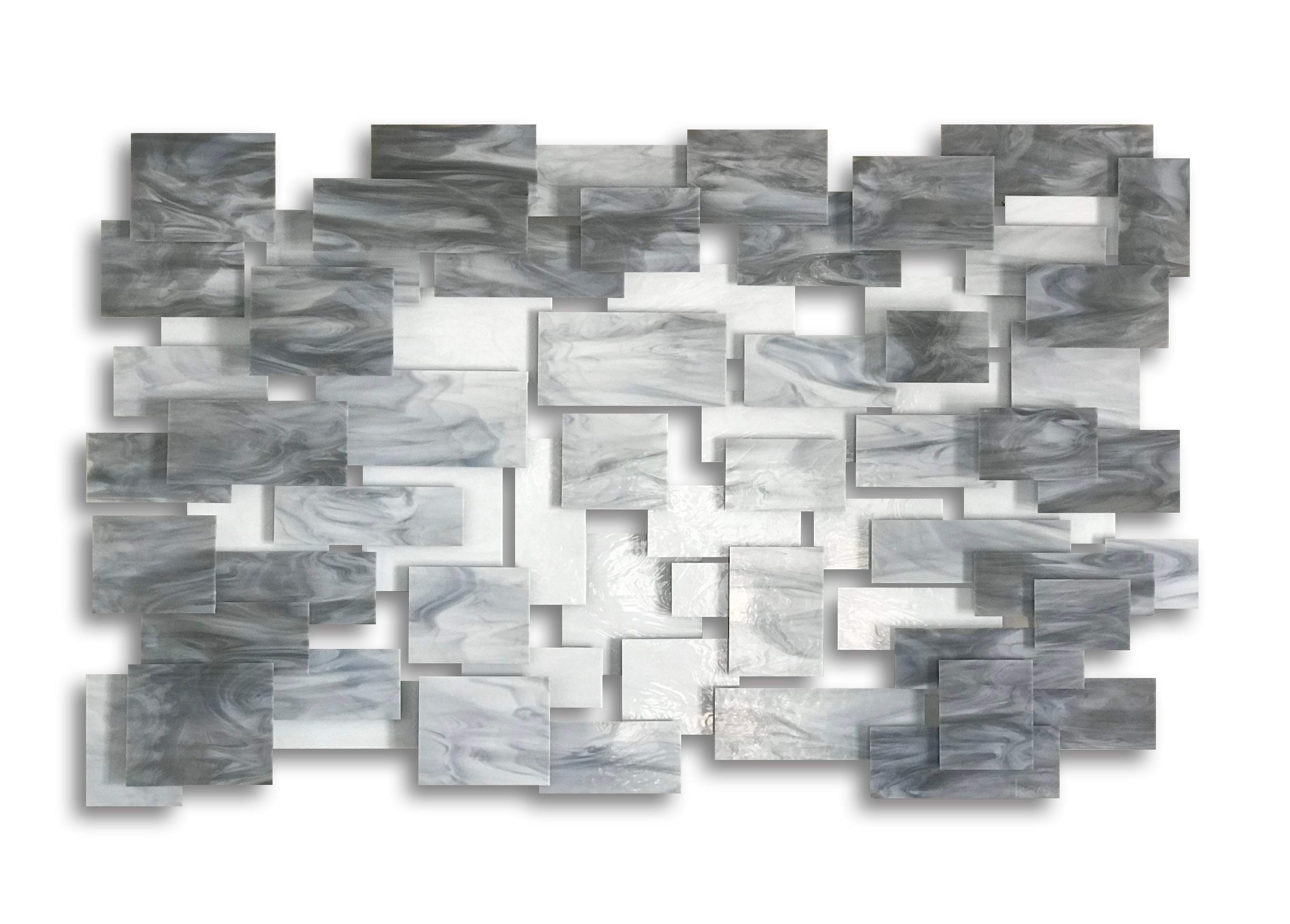 "Monochrome" Original Glass and Metal Wall Sculpture For Sale