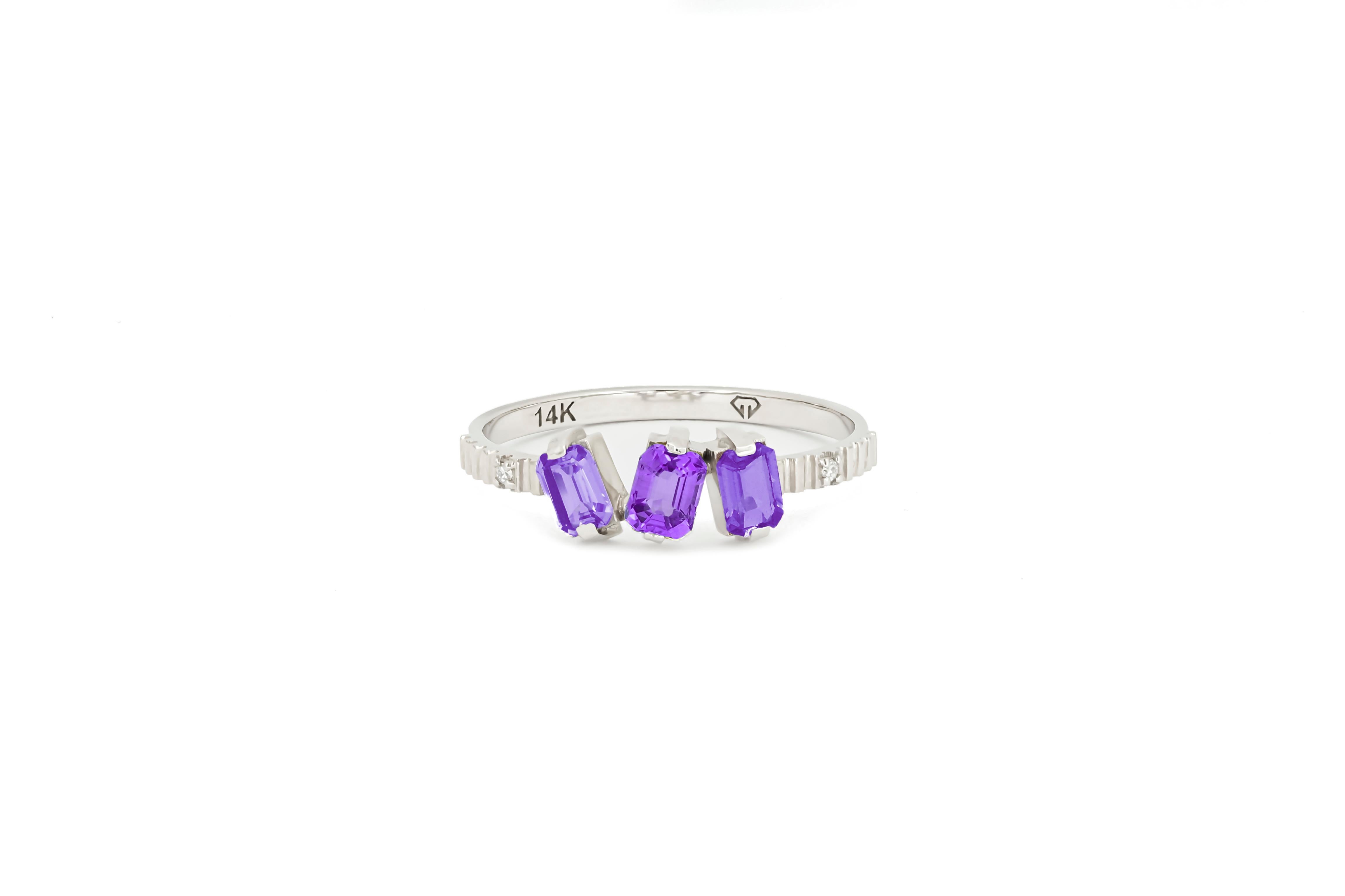 For Sale:  Monochrome purple gemstone 14k ring.  2